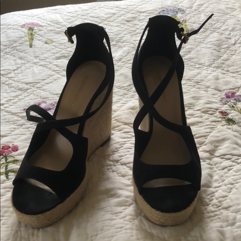 Suede saks fifth avenue high wedges